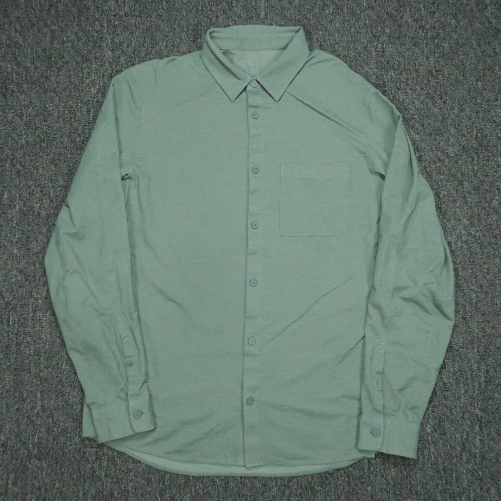 Lululemon Shirt Mens Large Green Commission Performance Long Sleeve Button Up